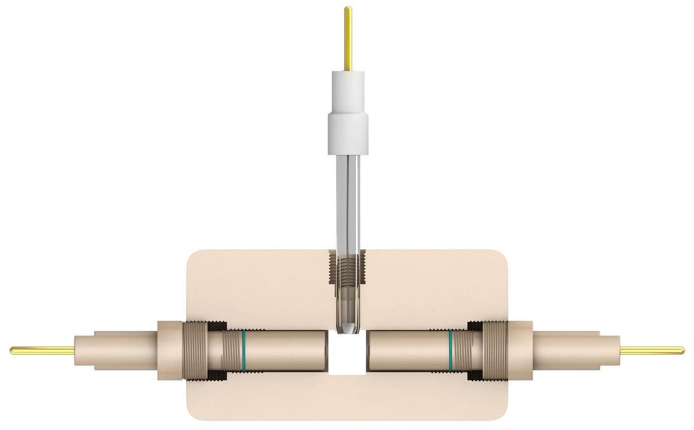 B001-4 Visual Three-Electrode Battery Cell — Section view