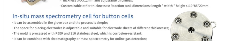 Button-Cell In-Situ Mass Spectrometry Cell — SSI catalogue section