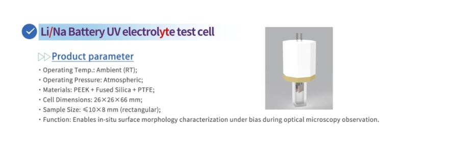 Lithium and Sodium Battery UV Electrolyte Test Cell — SSI catalogue section